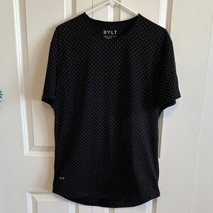 BYLT Basics Black Polka Dot Drop Cut Short Sleeve Tee